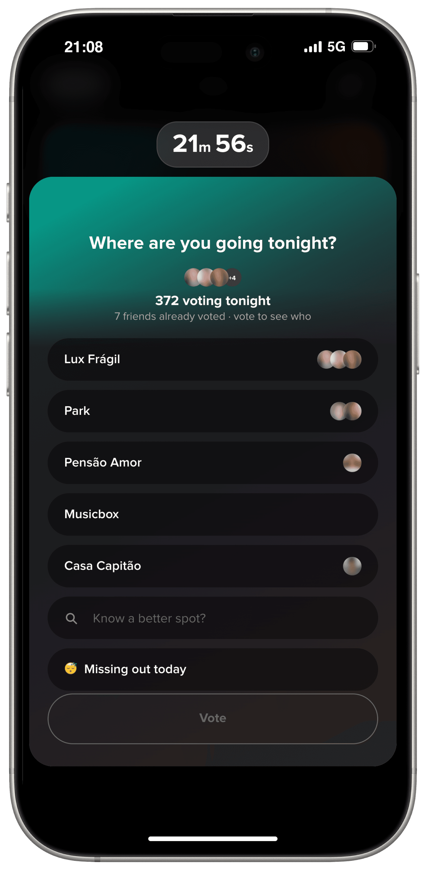 Vote on where you're going tonight